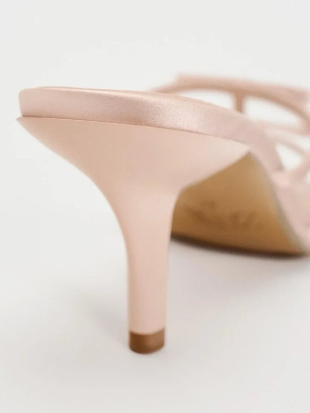 New Zara Satin Straps Double Bow Detail Light Pink Heeled Sandals 37 EU/6 US - Picture 8 of 9